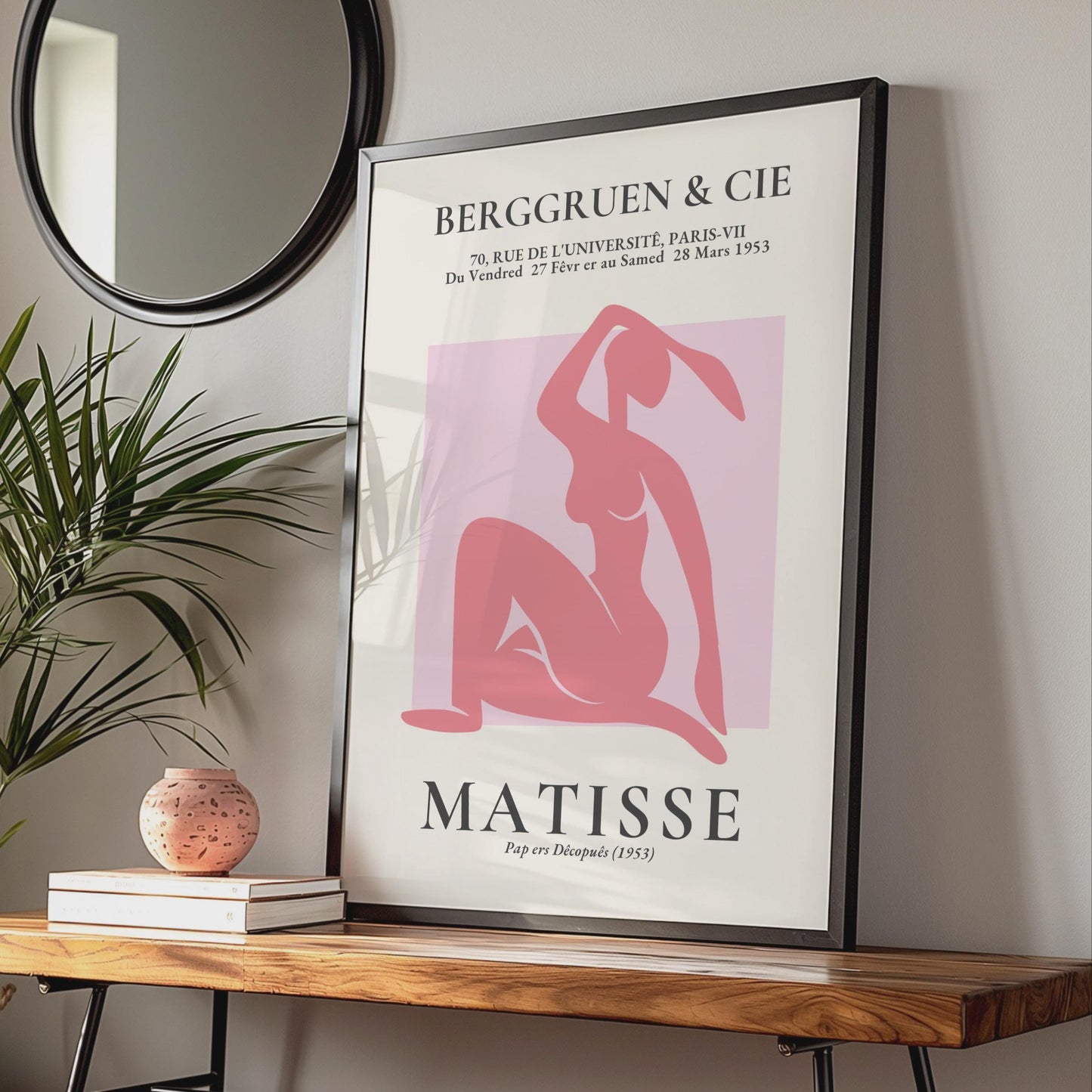 Henri Matisse Art Poster, Pink Female Figure, Minimalist Wall Art, Abstract Artwork for Home wall art print