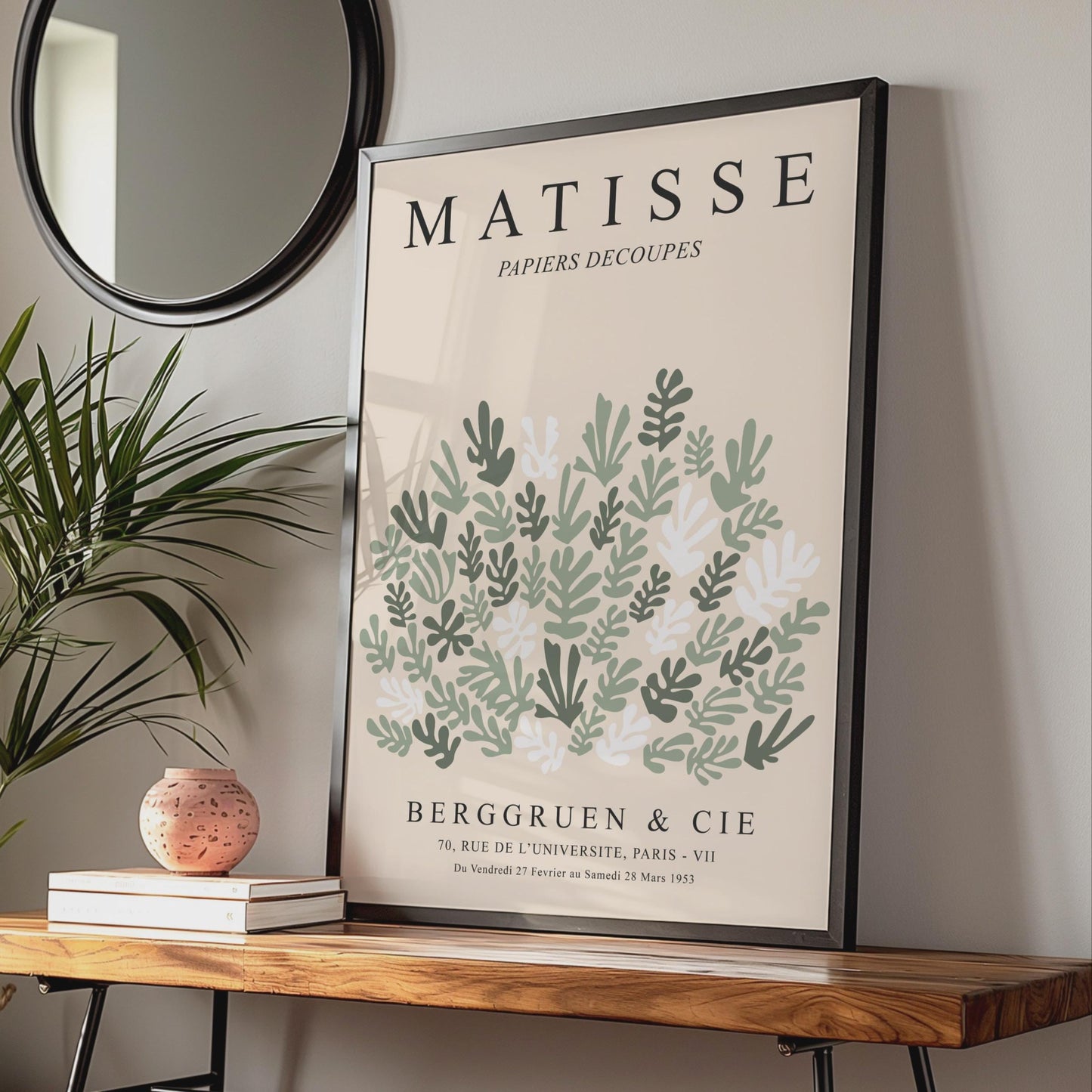 Henri Matisse Art Poster, Papiers Decoupes, Botanical Wall Art, Minimalist Print, Green Tones Decor wall art print