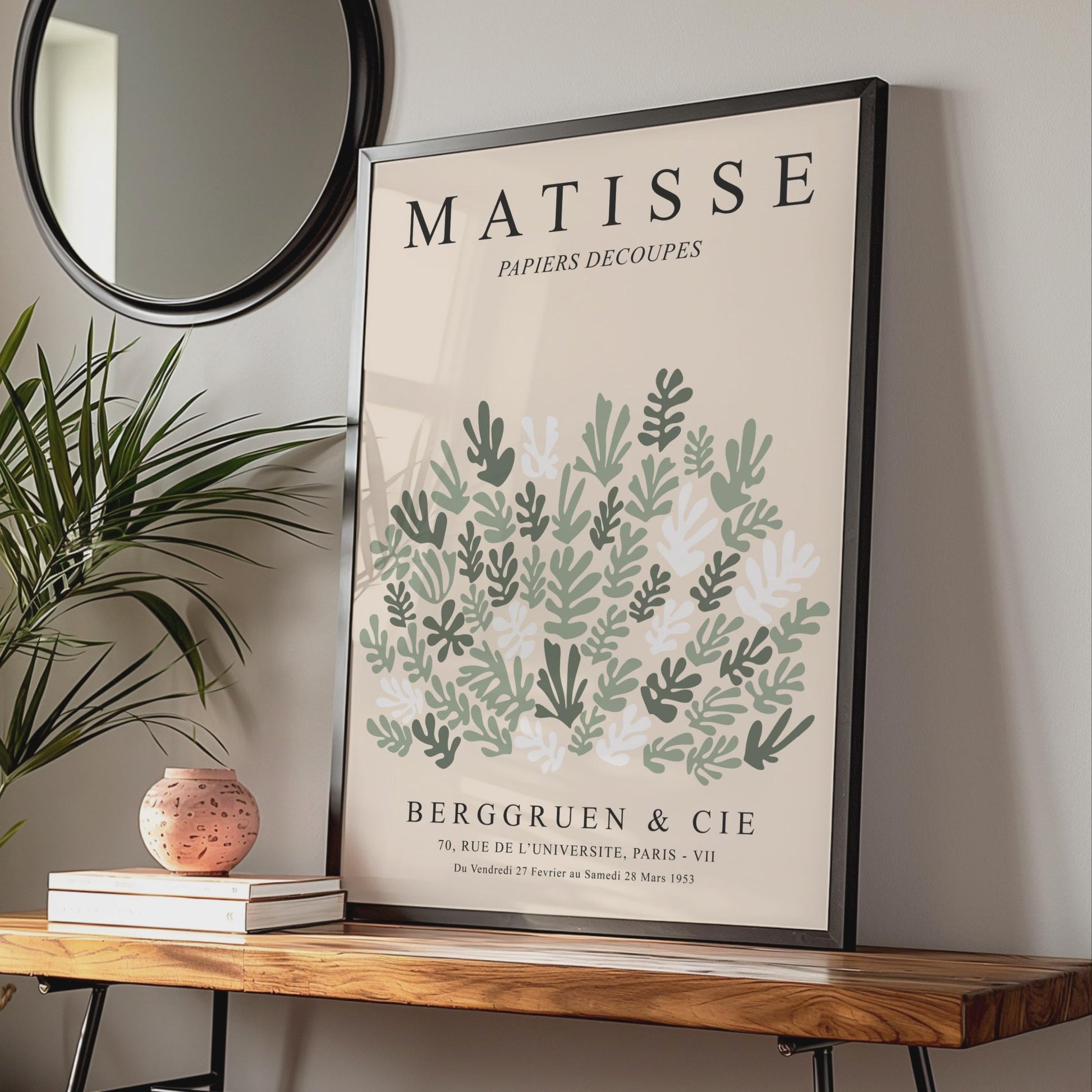 Henri Matisse Art Poster, Papiers Decoupes, Botanical Wall Art, Minimalist Print, Green Tones Decor wall art print