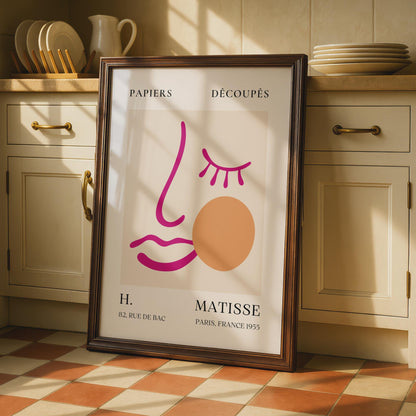 Henri Matisse Art Poster, Minimalist Face Artwork, Papiers Decoupes, Abstract Wall Decor wall art print