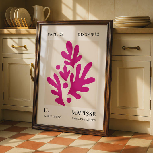 Henri Matisse Art Poster, Abstract Papiers Decoupes, Pink Greenery, Vintage Wall Decor wall art print