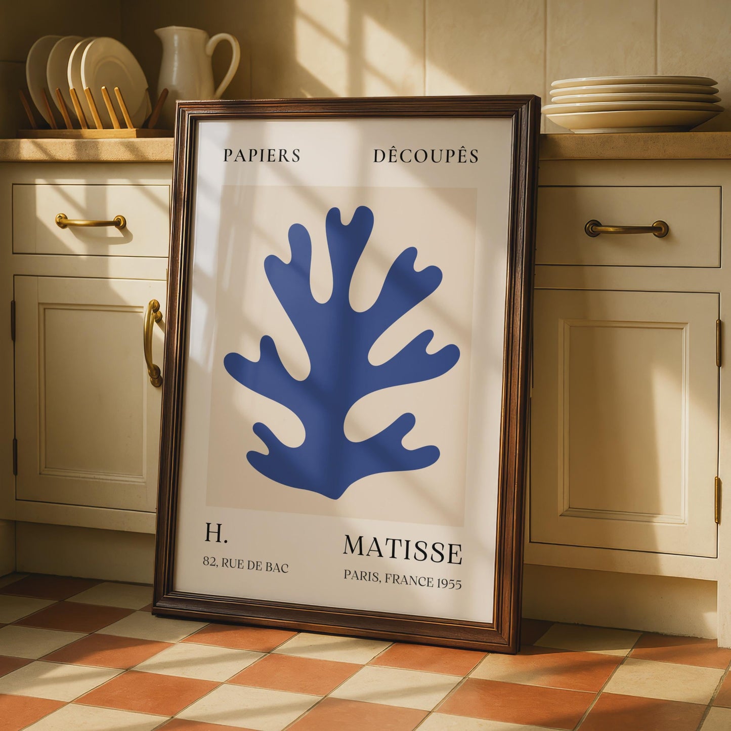 Henri Matisse Coral Art Poster, Minimalist Wall Decor, Blue Abstract Print, French Art wall art print