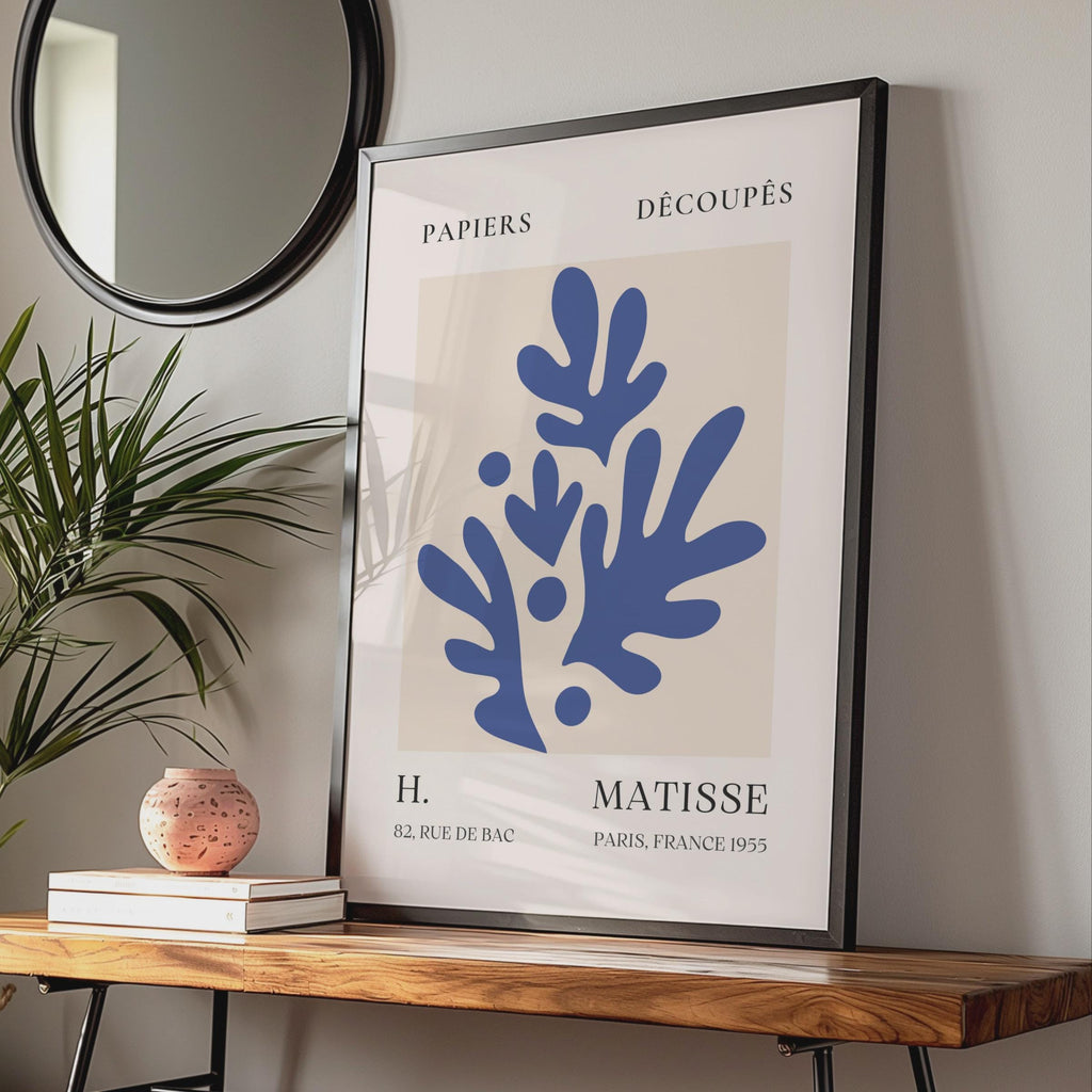 Henri Matisse Art Poster, Paper Cut-outs, Blue Leaves, Minimalist Wall Art, French Decor 1955 wall art print