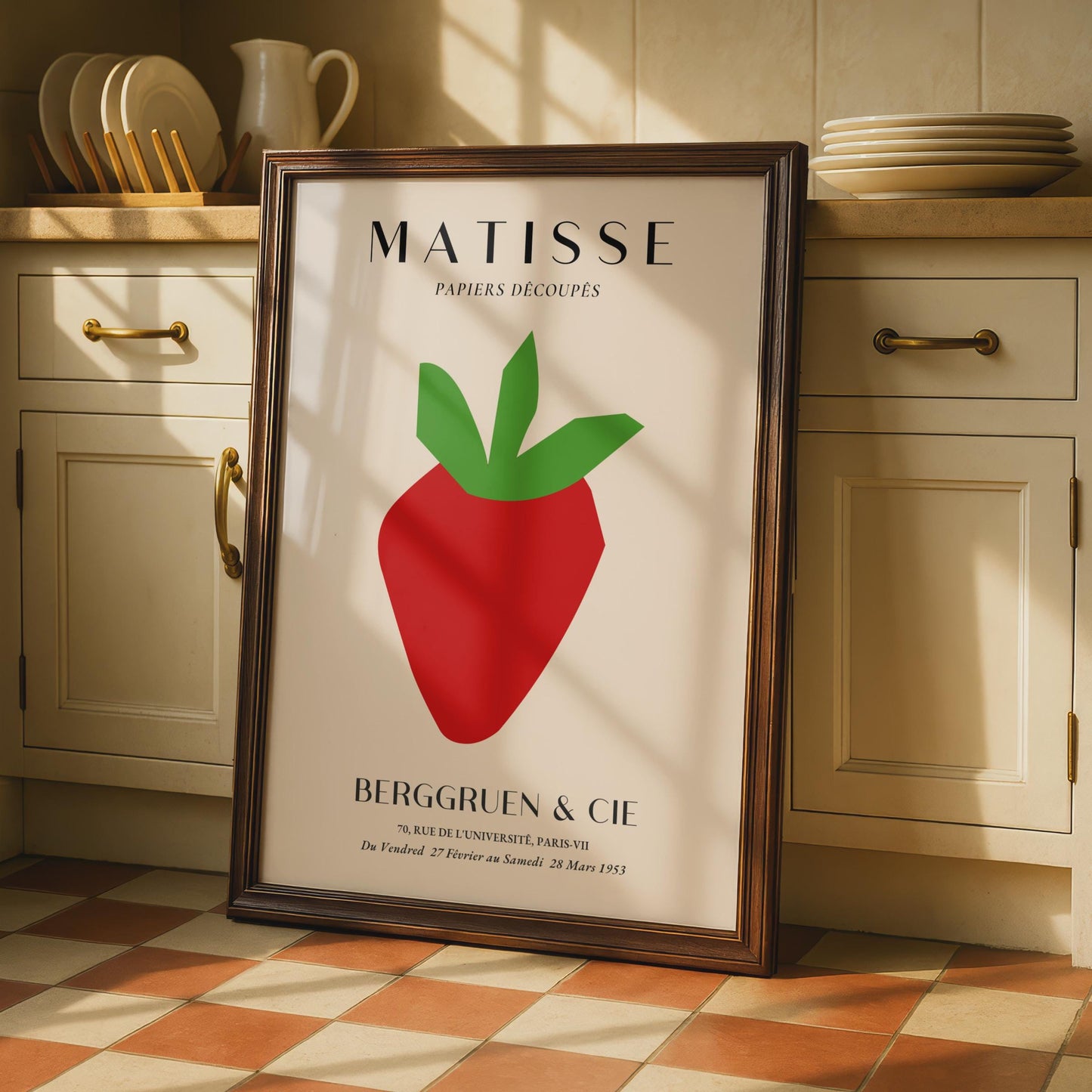 Henri Matisse Papiers Decoupes Poster, Bold Strawberry Art, Minimalist Wall Decor for Home wall art print