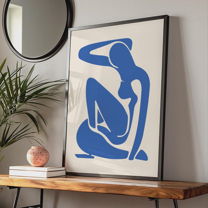 Henri Matisse Inspired Blue Woman Art Poster, Abstract Line Drawing, Modern Wall Art wall art print