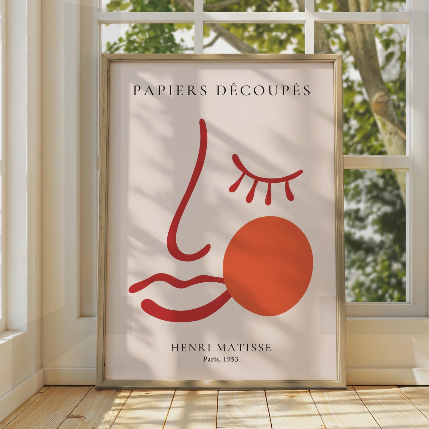 Henri Matisse Papiers Decoupes Poster, Red Abstract Face Wall Art wall art print