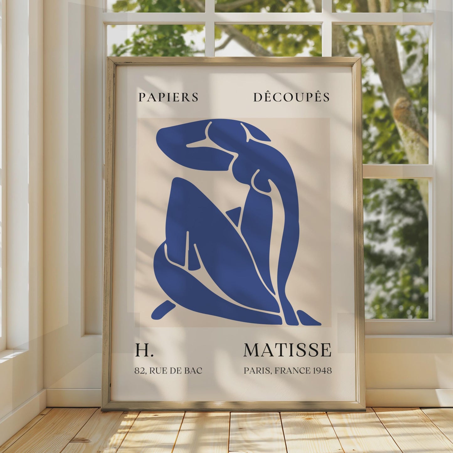Henri Matisse Art Poster, Blue Abstract Female Figure, Minimalist Wall Decor, Paris 1948 wall art print
