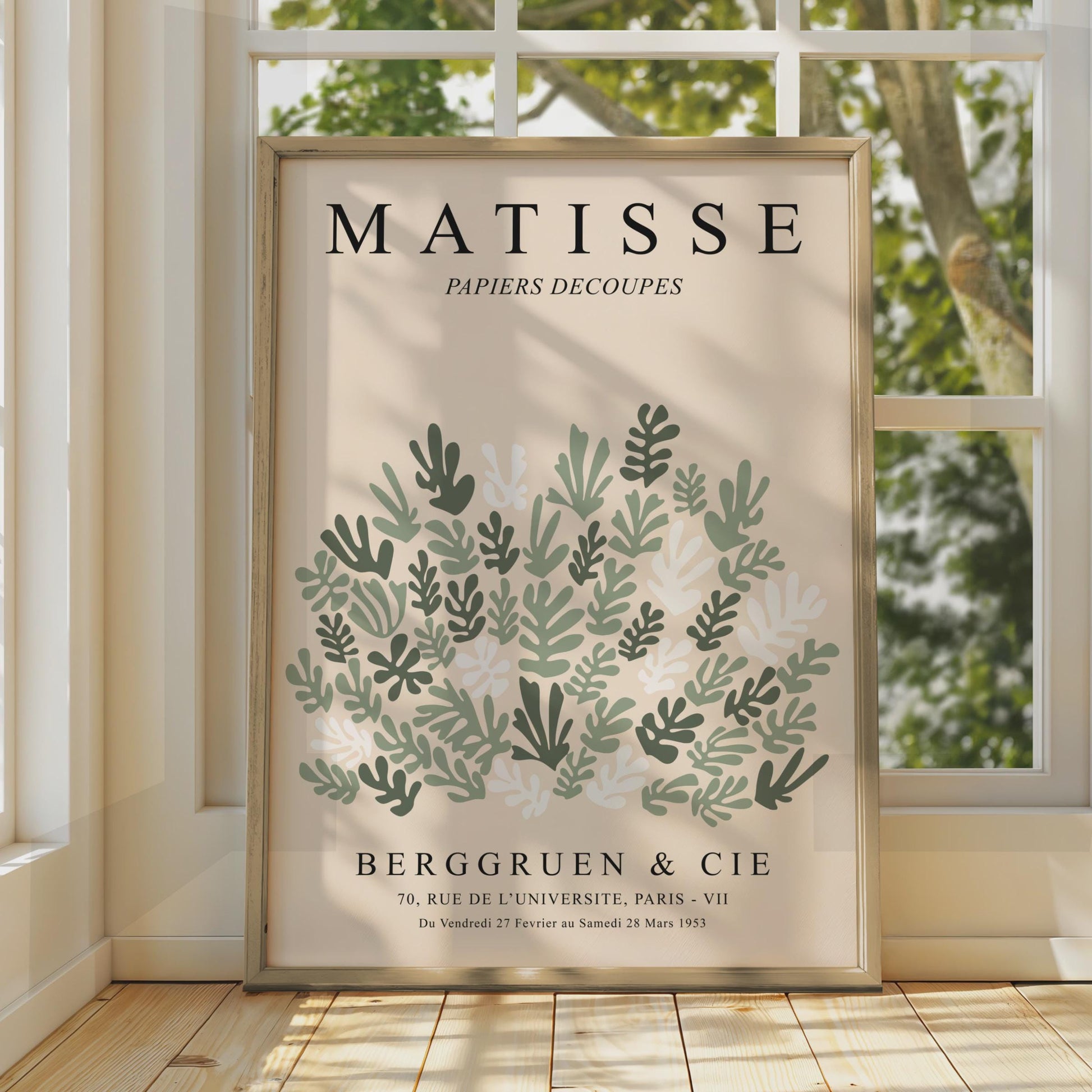 Henri Matisse Art Poster, Papiers Decoupes, Botanical Wall Art, Minimalist Print, Green Tones Decor wall art print