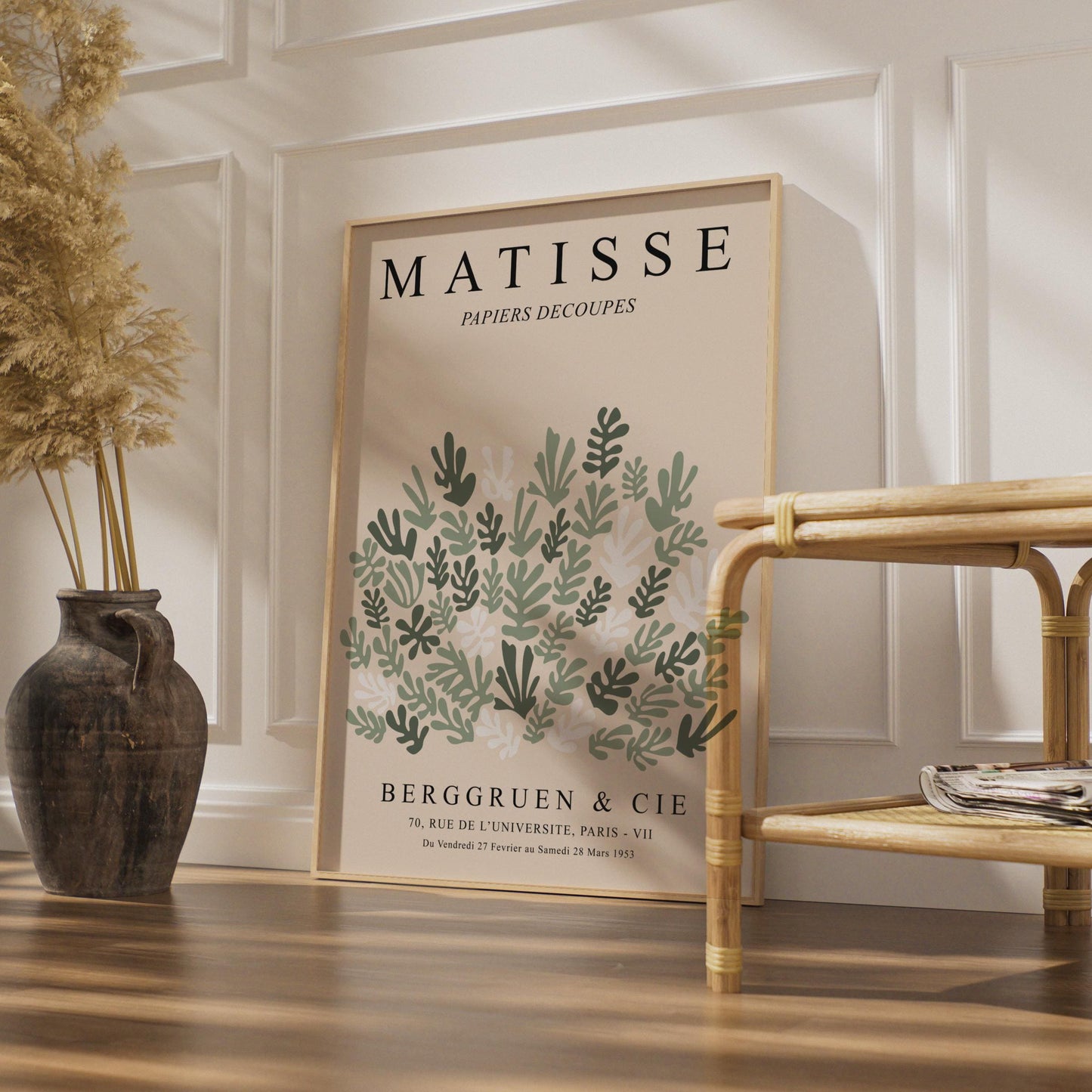 Henri Matisse Art Poster, Papiers Decoupes, Botanical Wall Art, Minimalist Print, Green Tones Decor wall art print