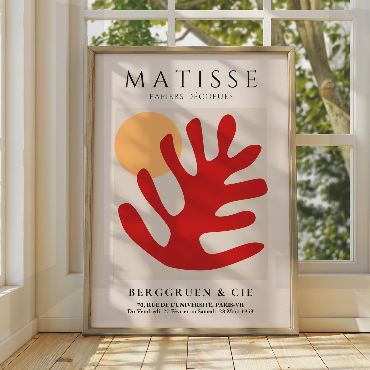 Henri Matisse Art Poster, Papiers Decoupes Print, Red Hand & Sun Minimalist Wall Art wall art print