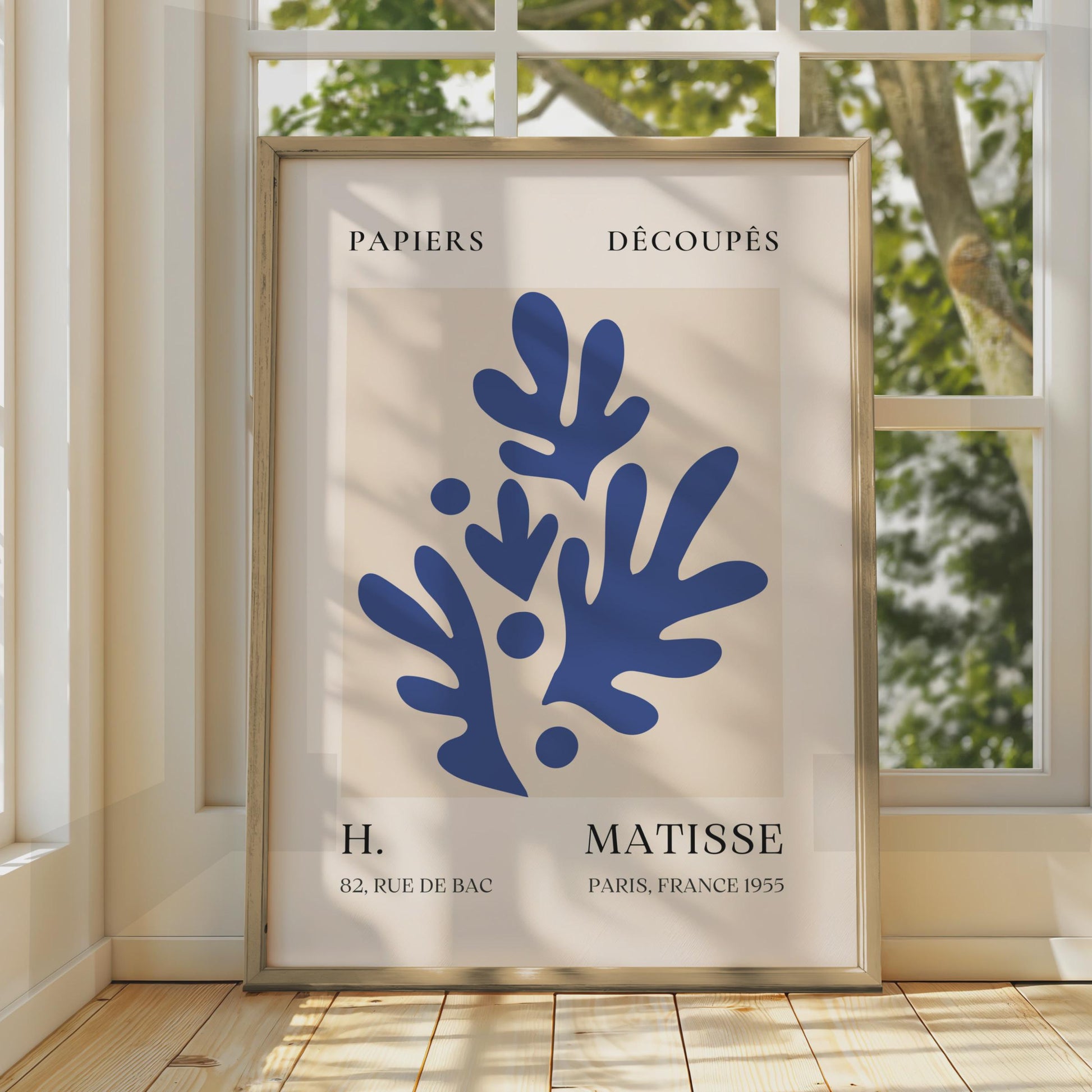 Henri Matisse Art Poster, Paper Cut-outs, Blue Leaves, Minimalist Wall Art, French Decor 1955 wall art print
