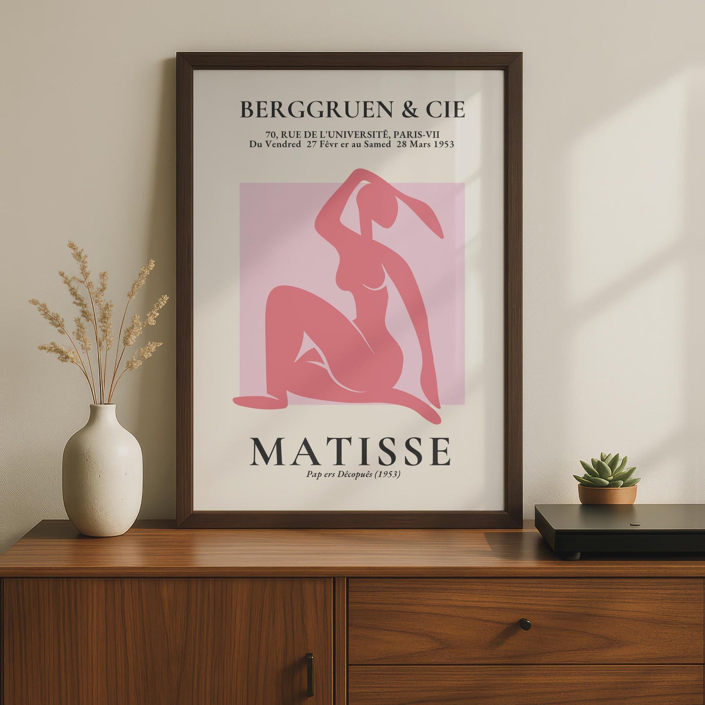 Henri Matisse Art Poster, Pink Female Figure, Minimalist Wall Art, Abstract Artwork for Home wall art print