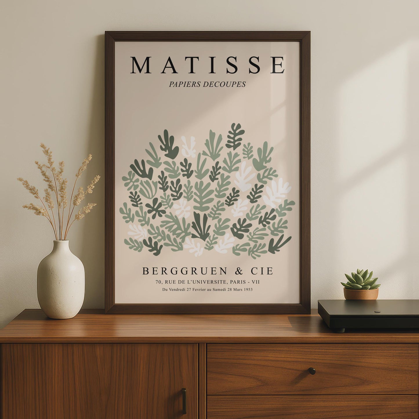 Henri Matisse Art Poster, Papiers Decoupes, Botanical Wall Art, Minimalist Print, Green Tones Decor wall art print
