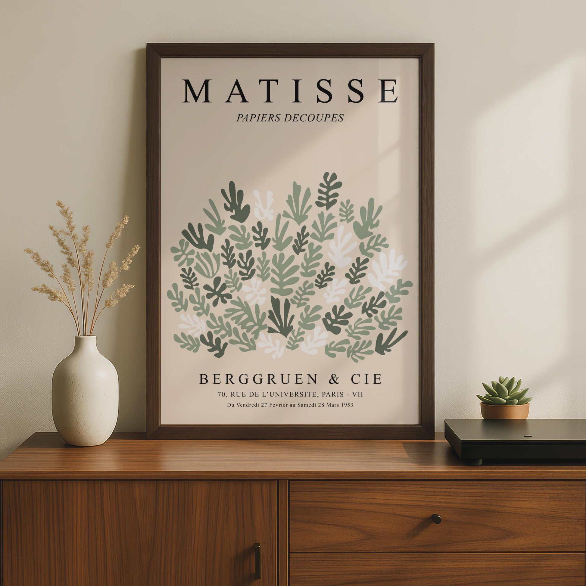 Henri Matisse Art Poster, Papiers Decoupes, Botanical Wall Art, Minimalist Print, Green Tones Decor wall art print