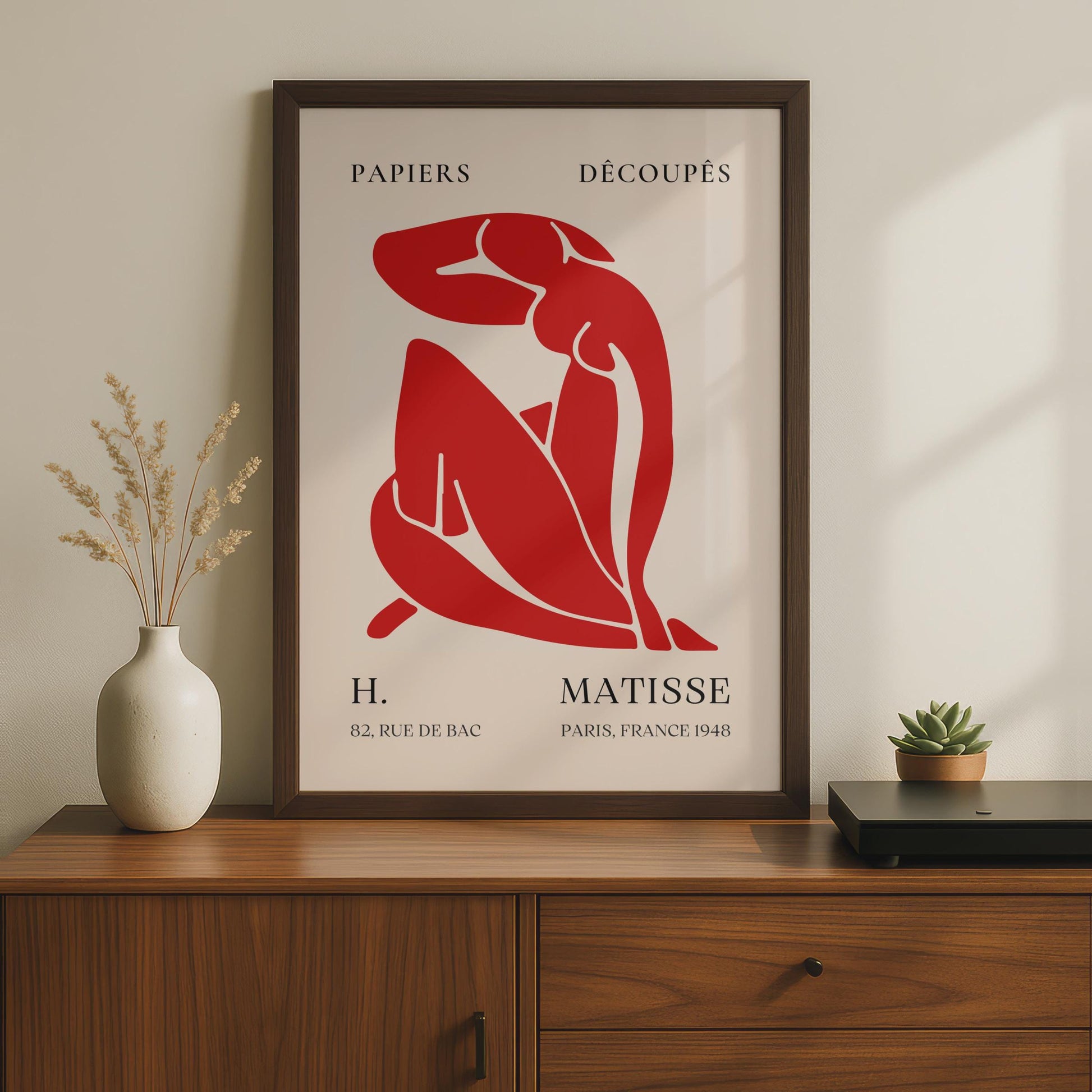 Henri Matisse Cut-Out Style Art Print, Red Figure French Minimalist Poster wall art print