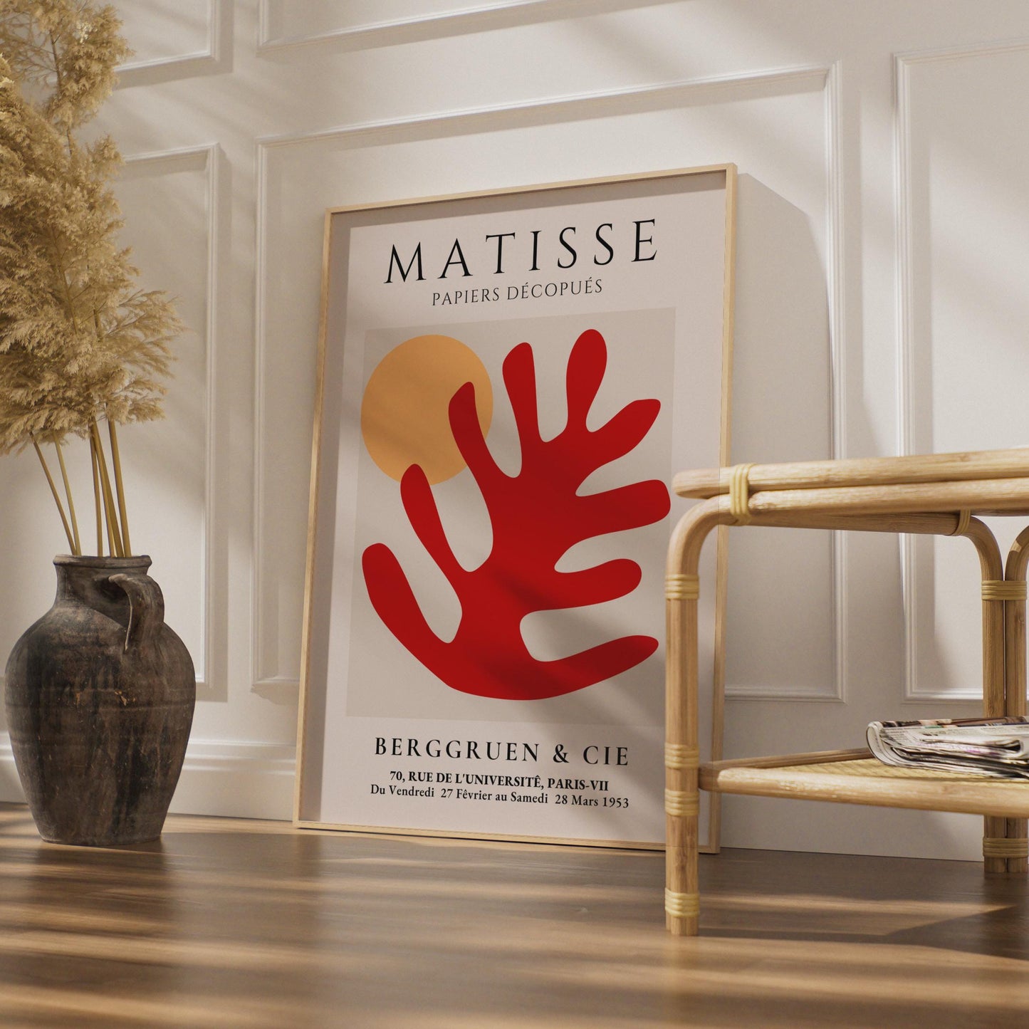 Henri Matisse Art Poster, Papiers Decoupes Print, Red Hand & Sun Minimalist Wall Art wall art print