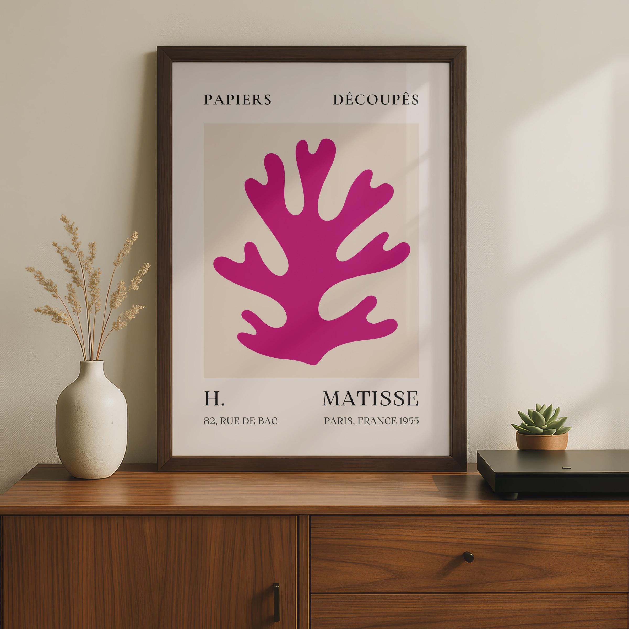 Henri Matisse Art Print, Bold Coral Cut-Out, Vintage Paris Poster, Minimalist Wall Art, Mid-Century wall art print