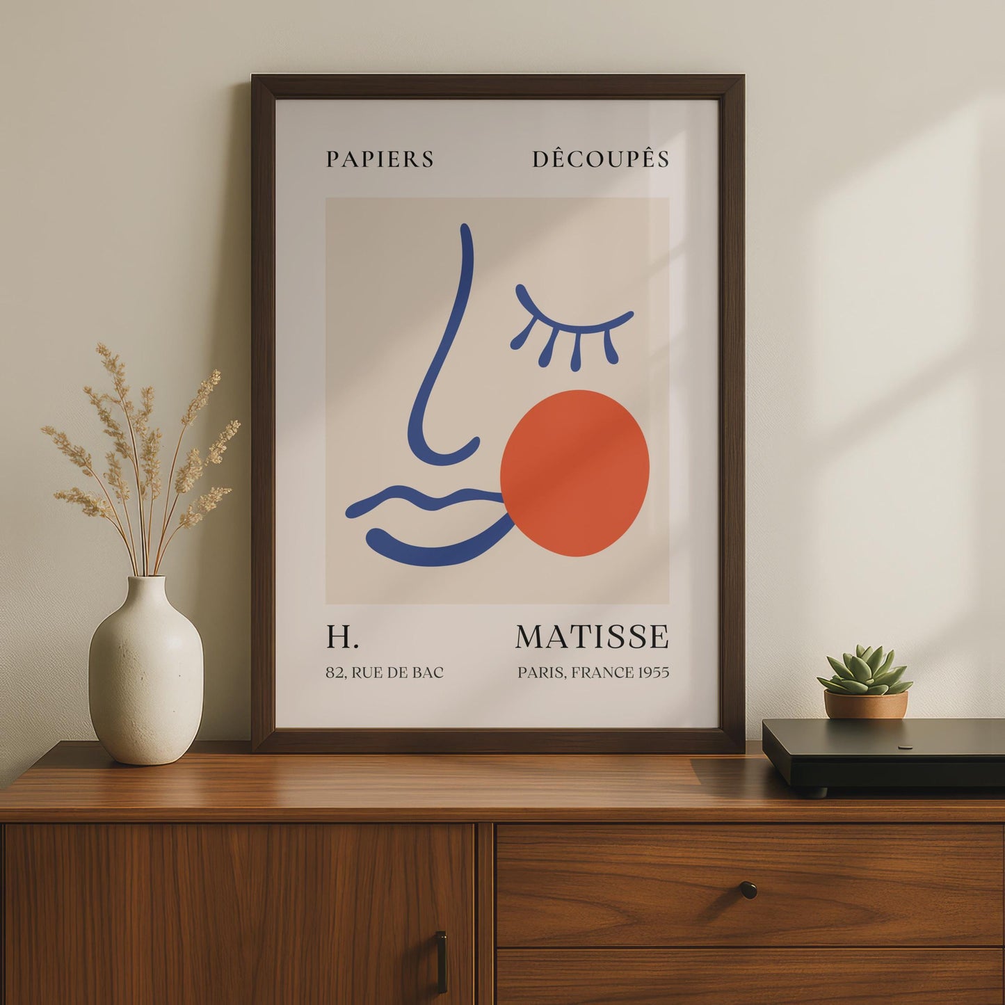 Henri Matisse Art Poster, Minimalist Abstract Face Prints, Boho Wall Art, French Decoupes wall art print