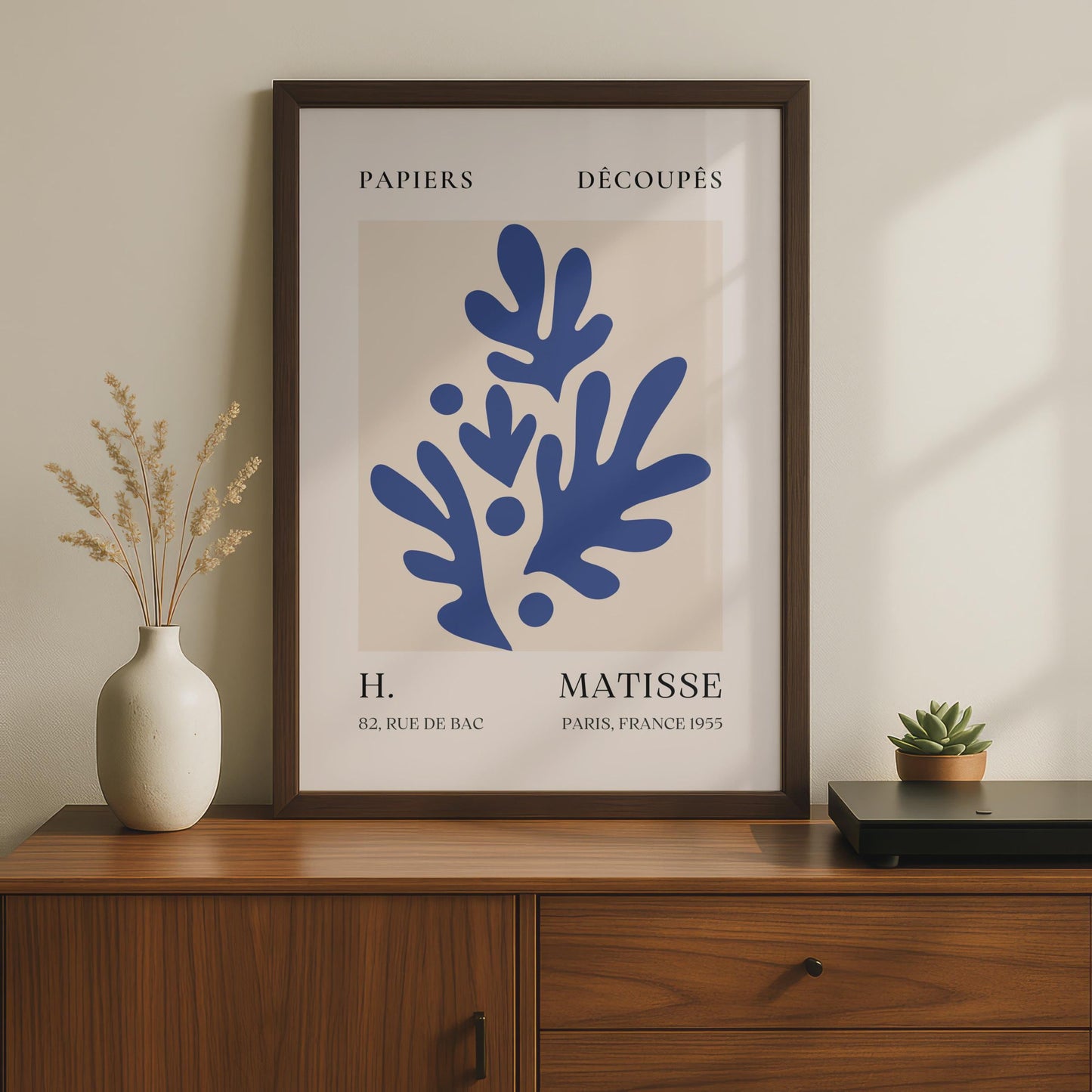 Henri Matisse Art Poster, Paper Cut-outs, Blue Leaves, Minimalist Wall Art, French Decor 1955 wall art print