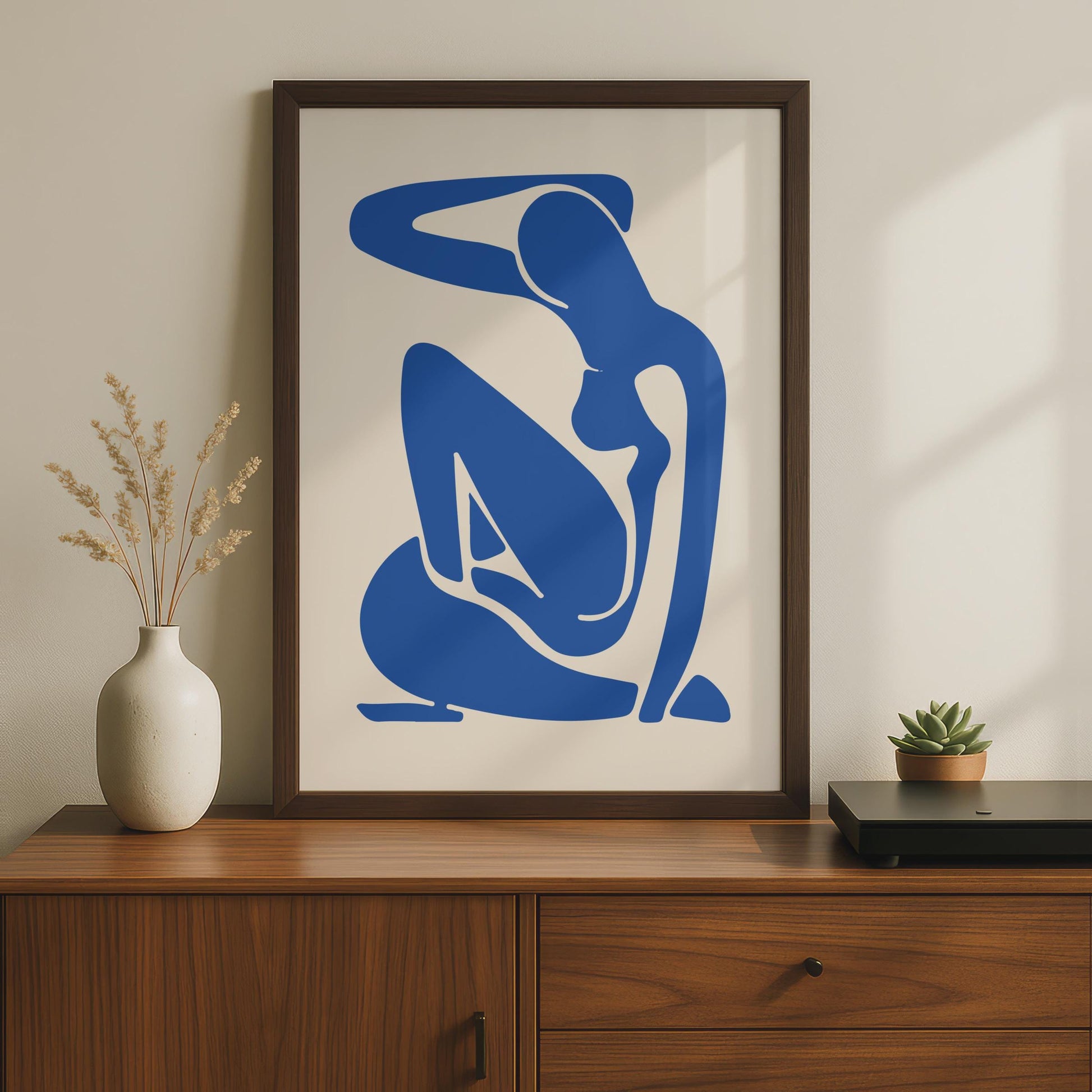Henri Matisse Inspired Blue Woman Art Poster, Abstract Line Drawing, Modern Wall Art wall art print