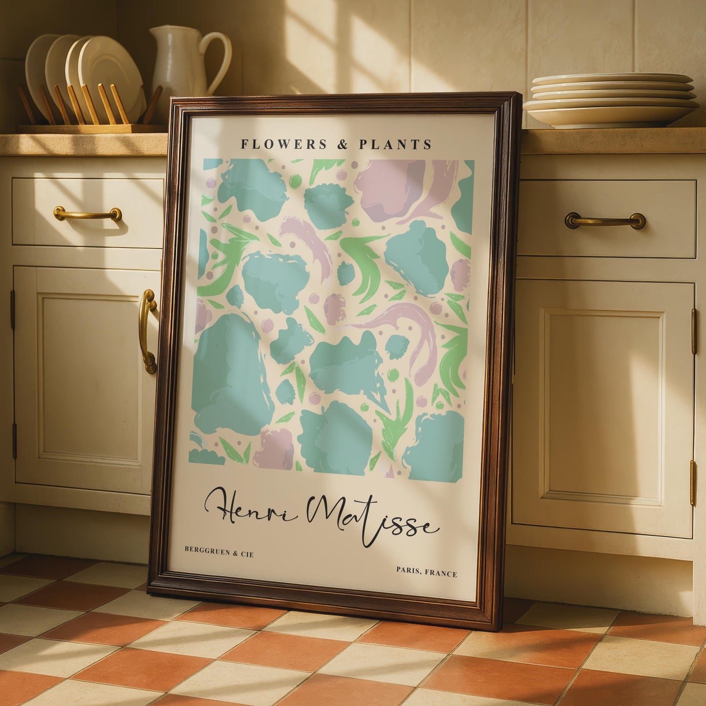 Henri Matisse Flowers Plants Art Print, Teal Botanical Wall Decor wall art print