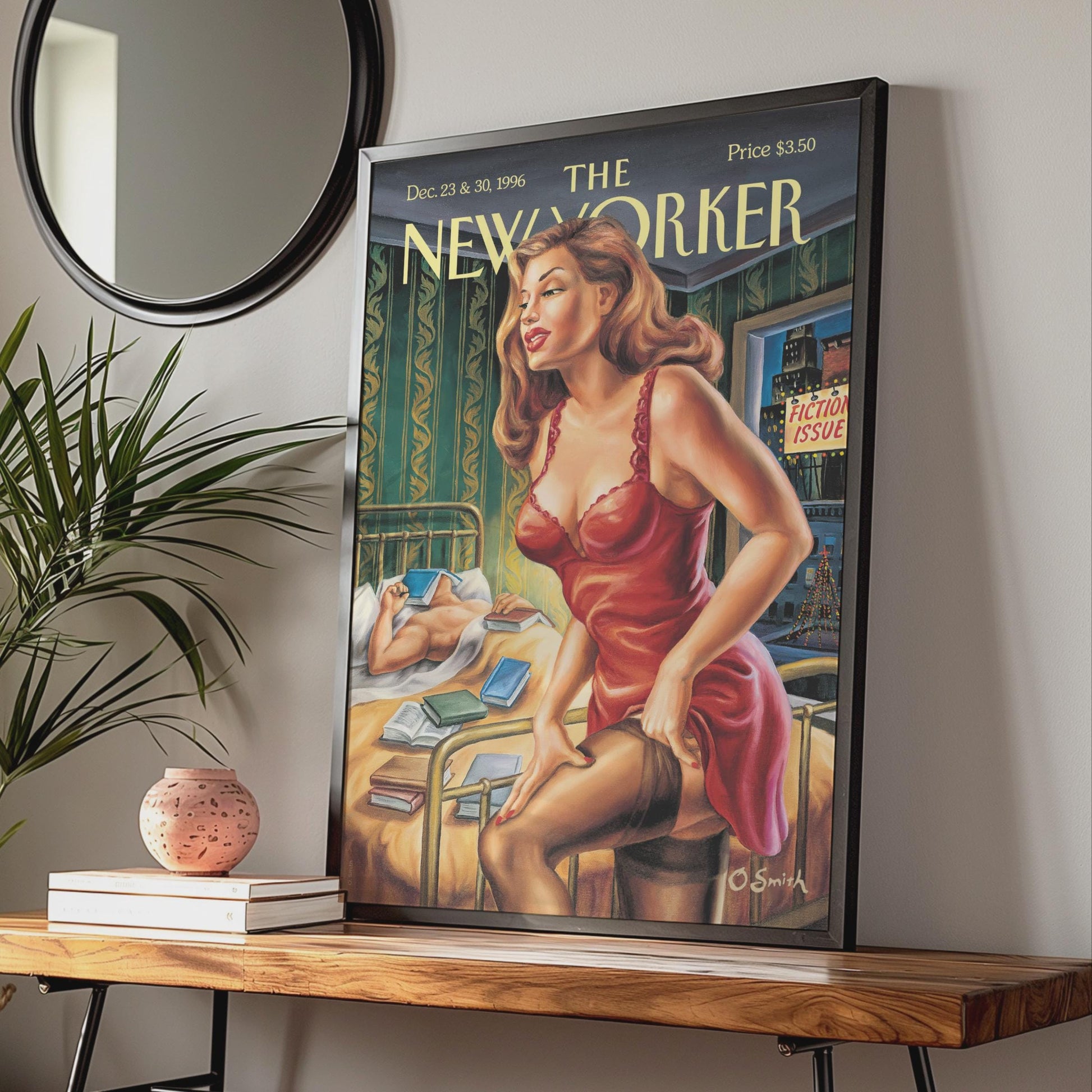 The New Yorker 1996 Fiction Issue Cover Poster, Vintage Pin-Up Art Print, Wall Art wall art print