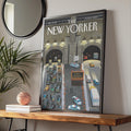 The New Yorker Cover Poster, NYC Tunnel Traffic Art Print, Vintage Car Wall Art wall art print