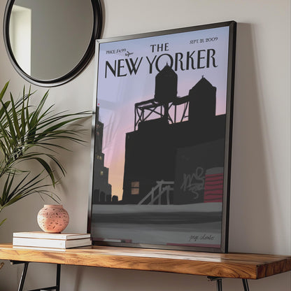 The New Yorker Poster, NYC Skyline Water Tower Sunset, New York City Wall Art wall art print