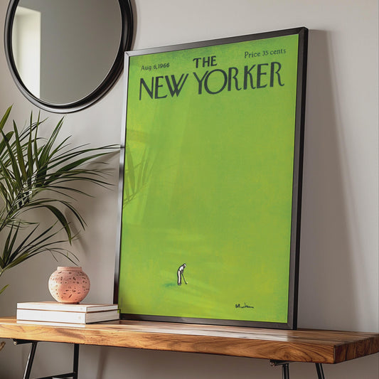 New Yorker Golf Poster, 1966 Vintage Magazine Cover Art, Green Minimalist Wall Art wall art print