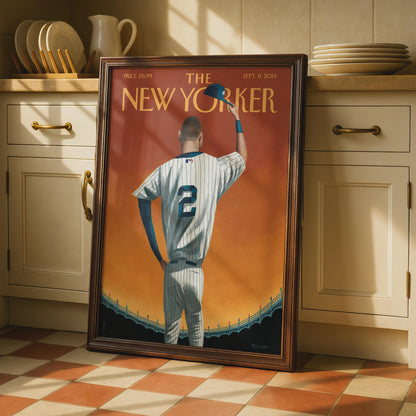 The New Yorker Baseball Poster, Yankees Number 2 Art Print, Sports Wall Art wall art print