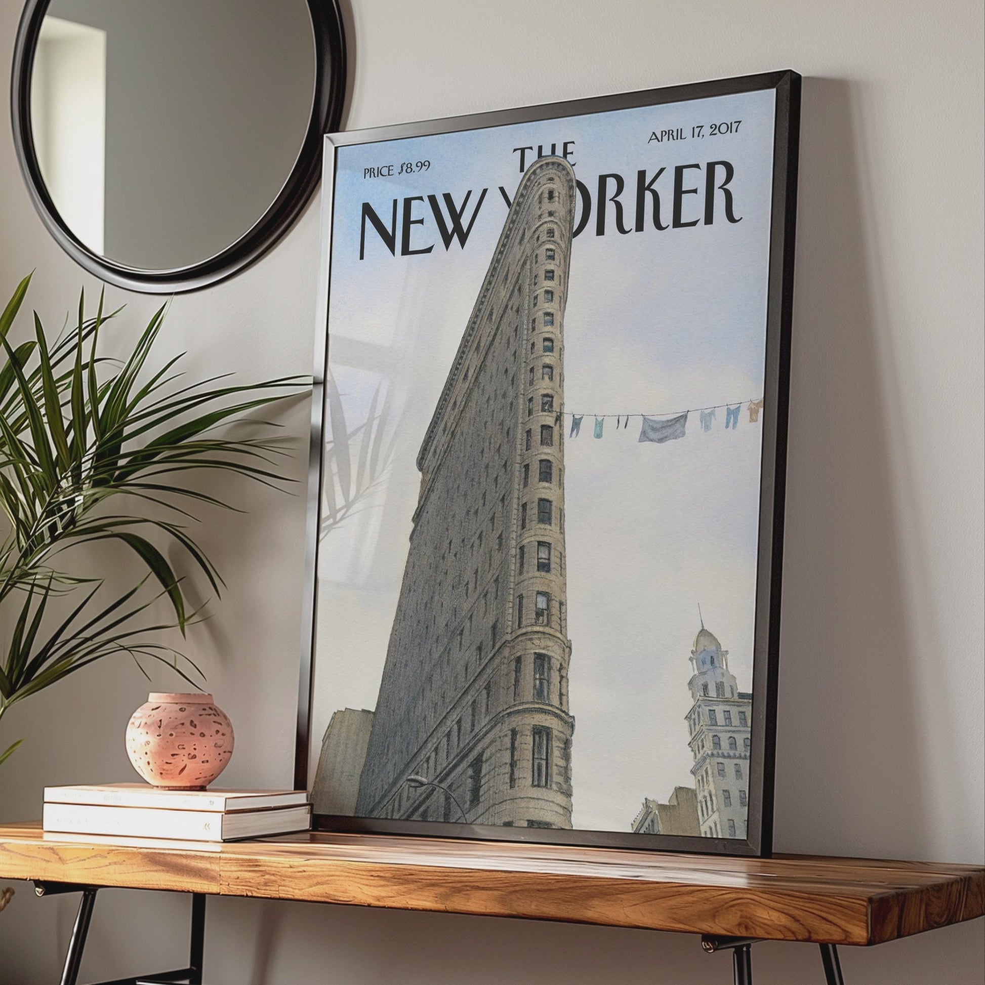 New Yorker Poster Flatiron Building NYC, New York City Wall Art Print, Manhattan wall art print