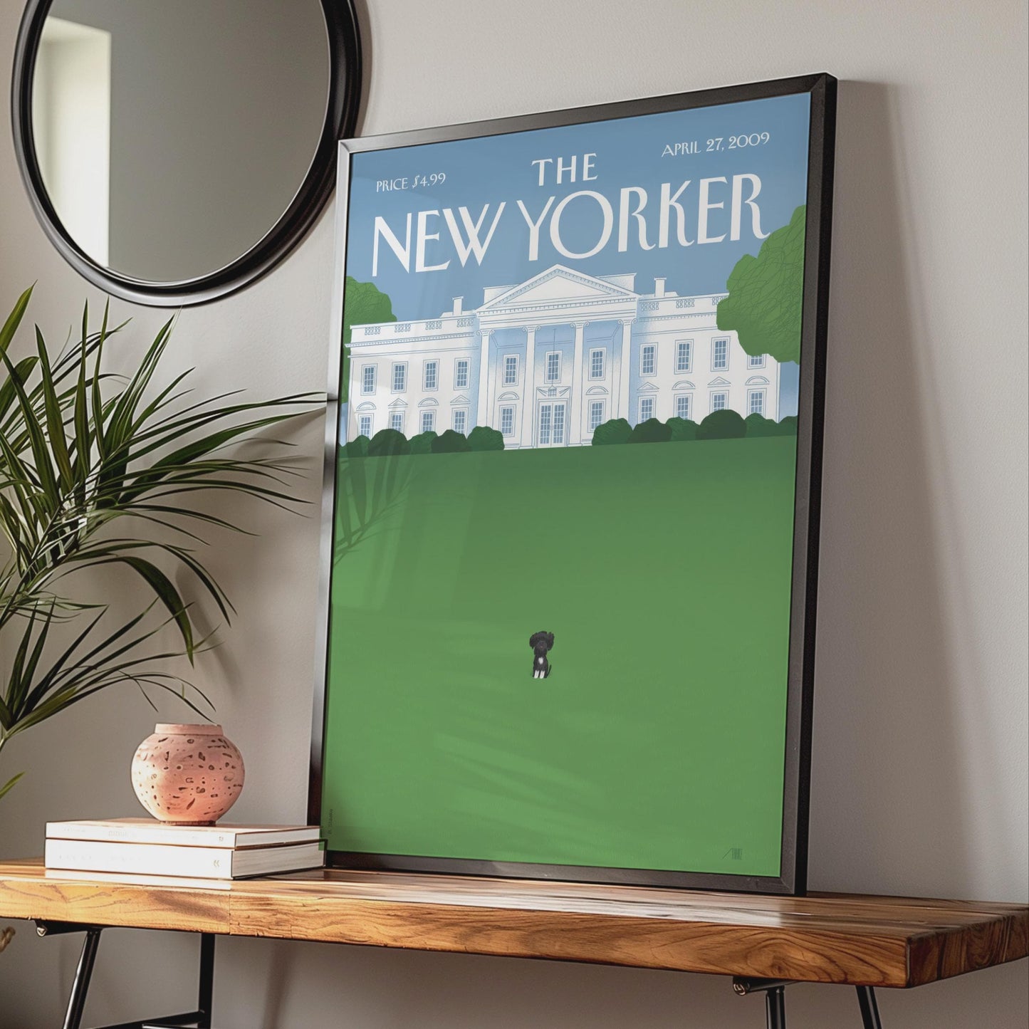 The New Yorker Cover Poster, White House Black Dog Art Print, Iconic Magazine Wall Art wall art print