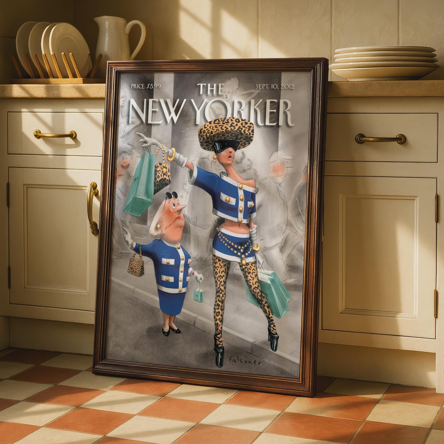 The New Yorker Cover Art Poster, Fashion Shopping Illustration, Falconer Wall Art Print wall art print