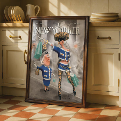 The New Yorker Cover Art Poster, Fashion Shopping Illustration, Falconer Wall Art Print wall art print