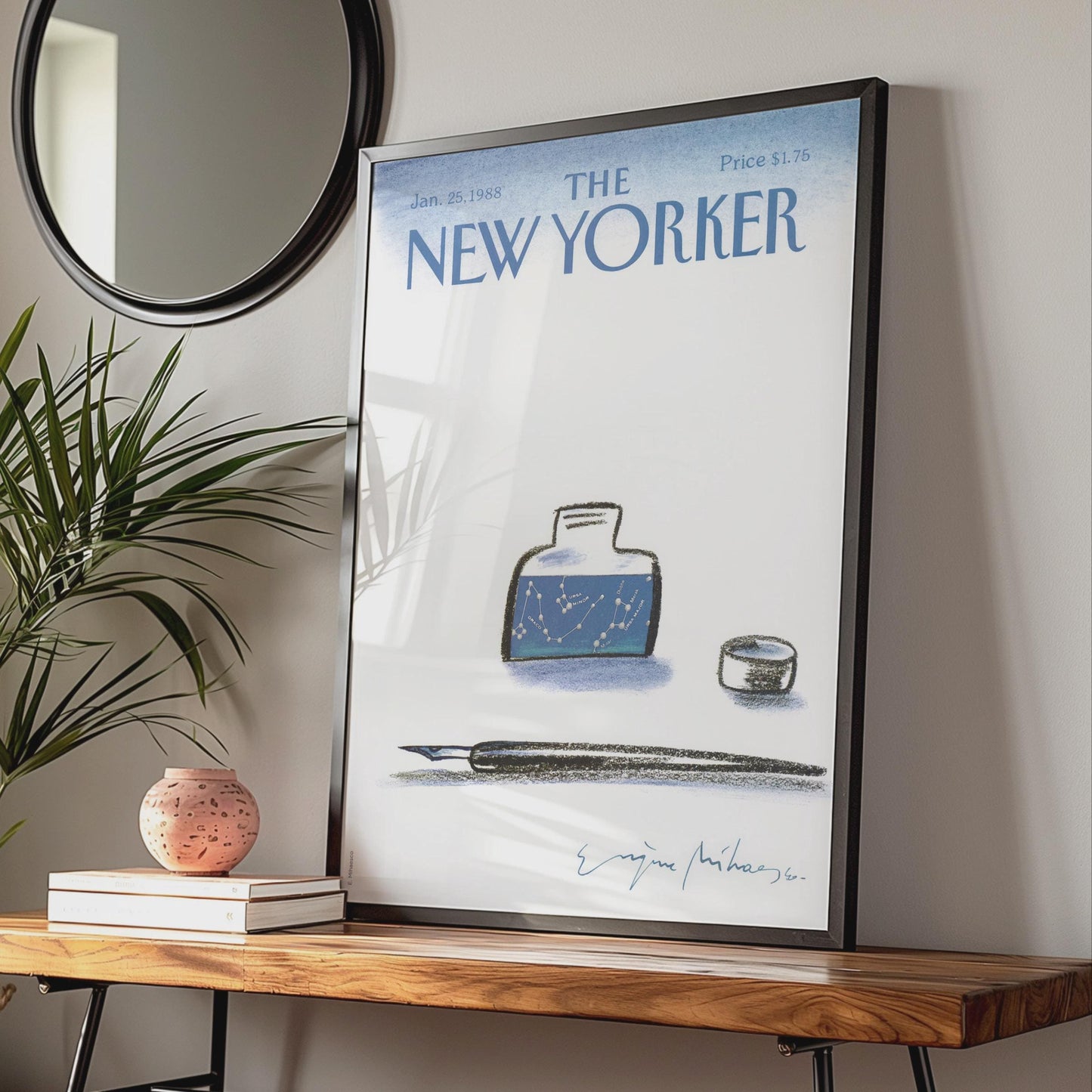 The New Yorker 1988 Poster, Ink Bottle Constellation Art, Vintage Magazine Cover Print wall art print