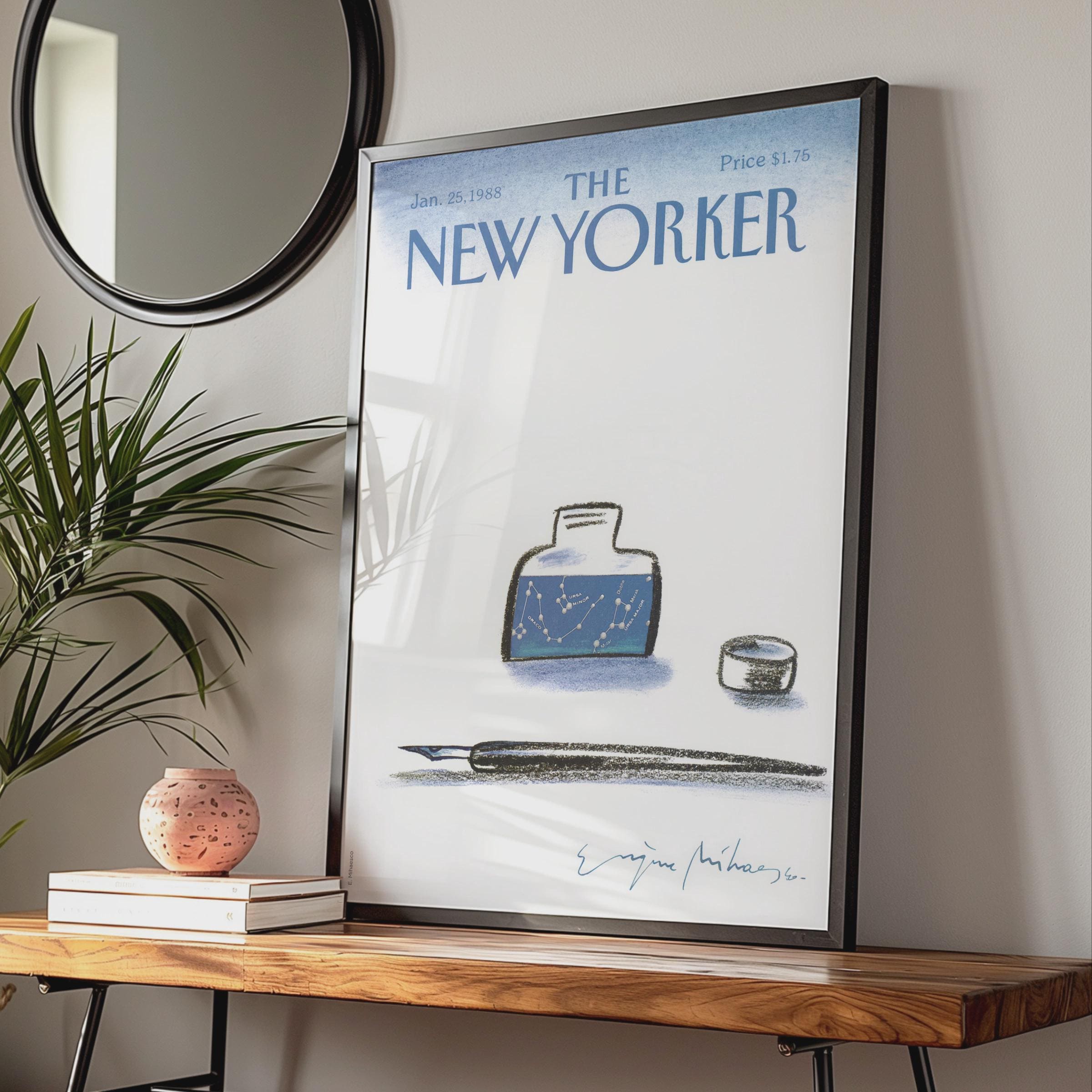 The New Yorker 1988 Poster, Ink Bottle Constellation Art, Vintage Magazine Cover Print wall art print