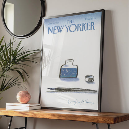 The New Yorker 1988 Poster, Ink Bottle Constellation Art, Vintage Magazine Cover Print wall art print