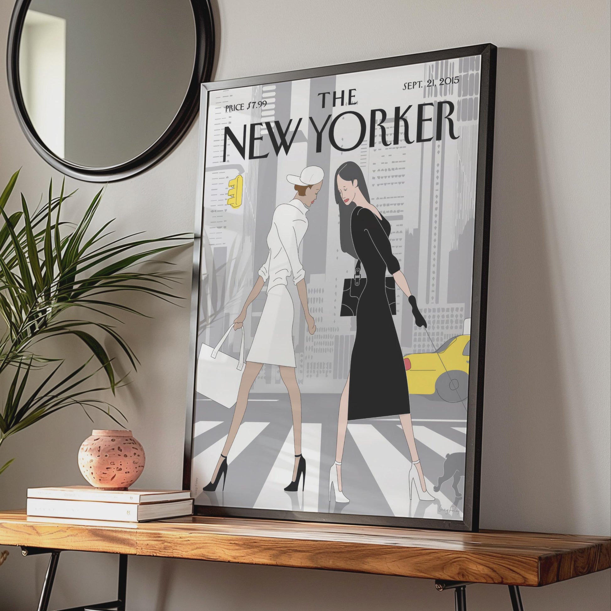 The New Yorker Fashion Poster, NYC Street Style Wall Art, Black White Print wall art print