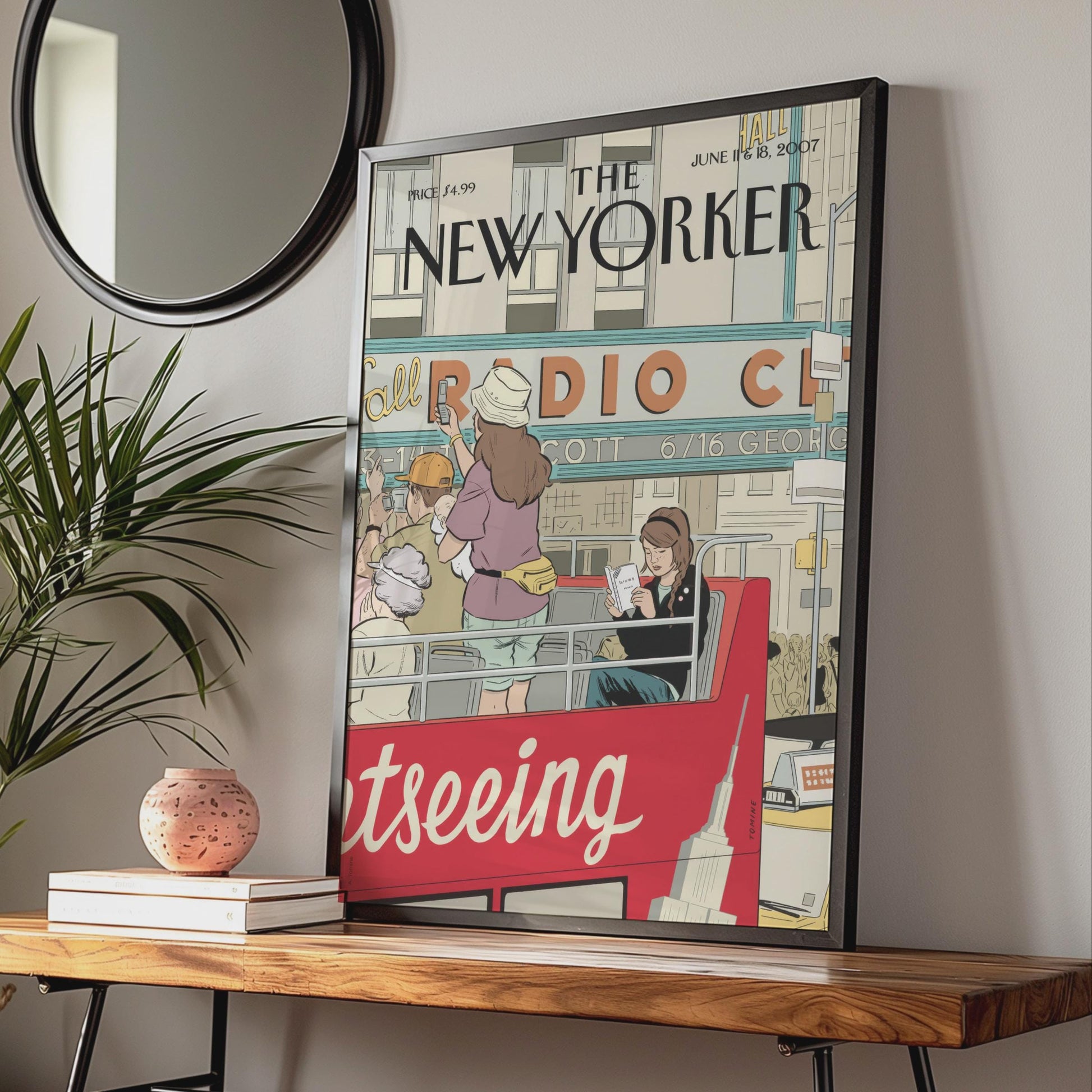 The New Yorker Poster, Radio City NYC Cover Art, Sightseeing Bus Wall Art Print wall art print