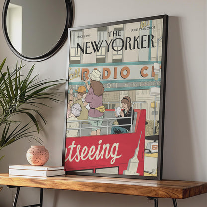 The New Yorker Poster, Radio City NYC Cover Art, Sightseeing Bus Wall Art Print wall art print