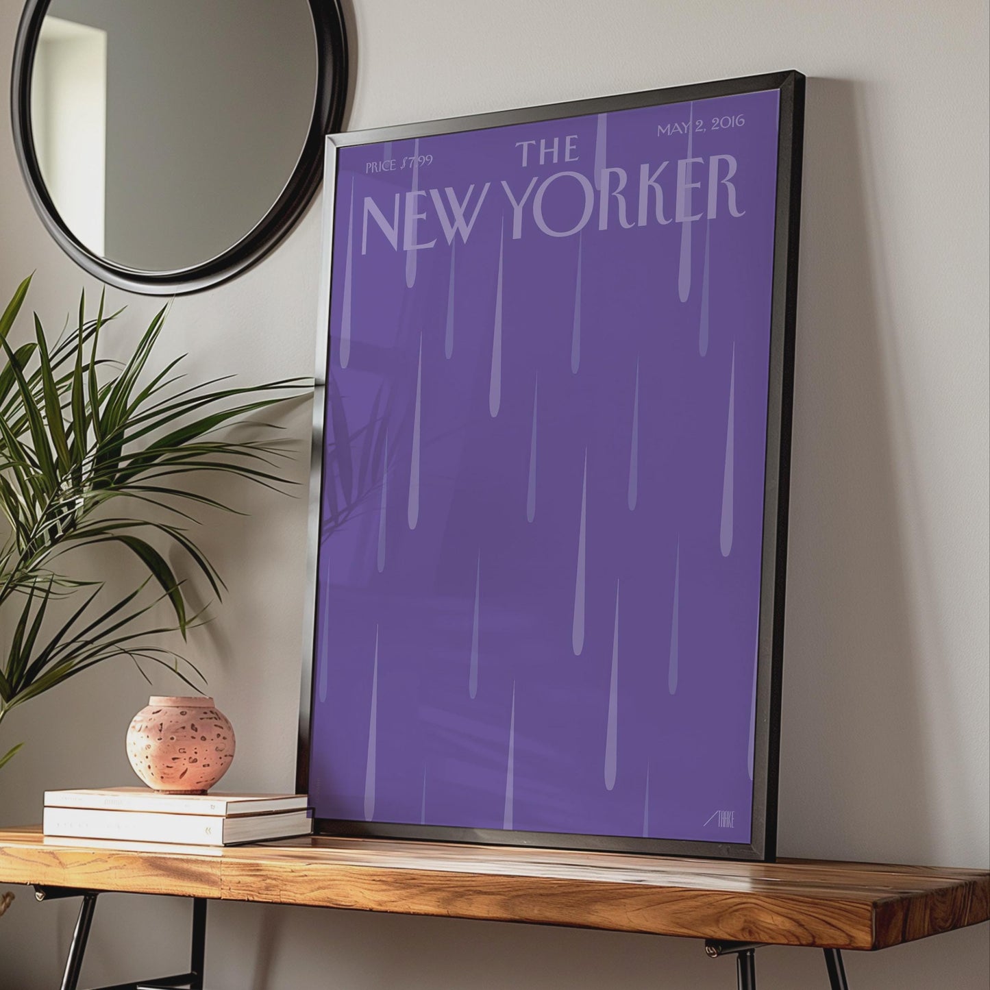 The New Yorker Poster May 2016, Purple Rain Cover Art Print, Minimalist Wall Art wall art print