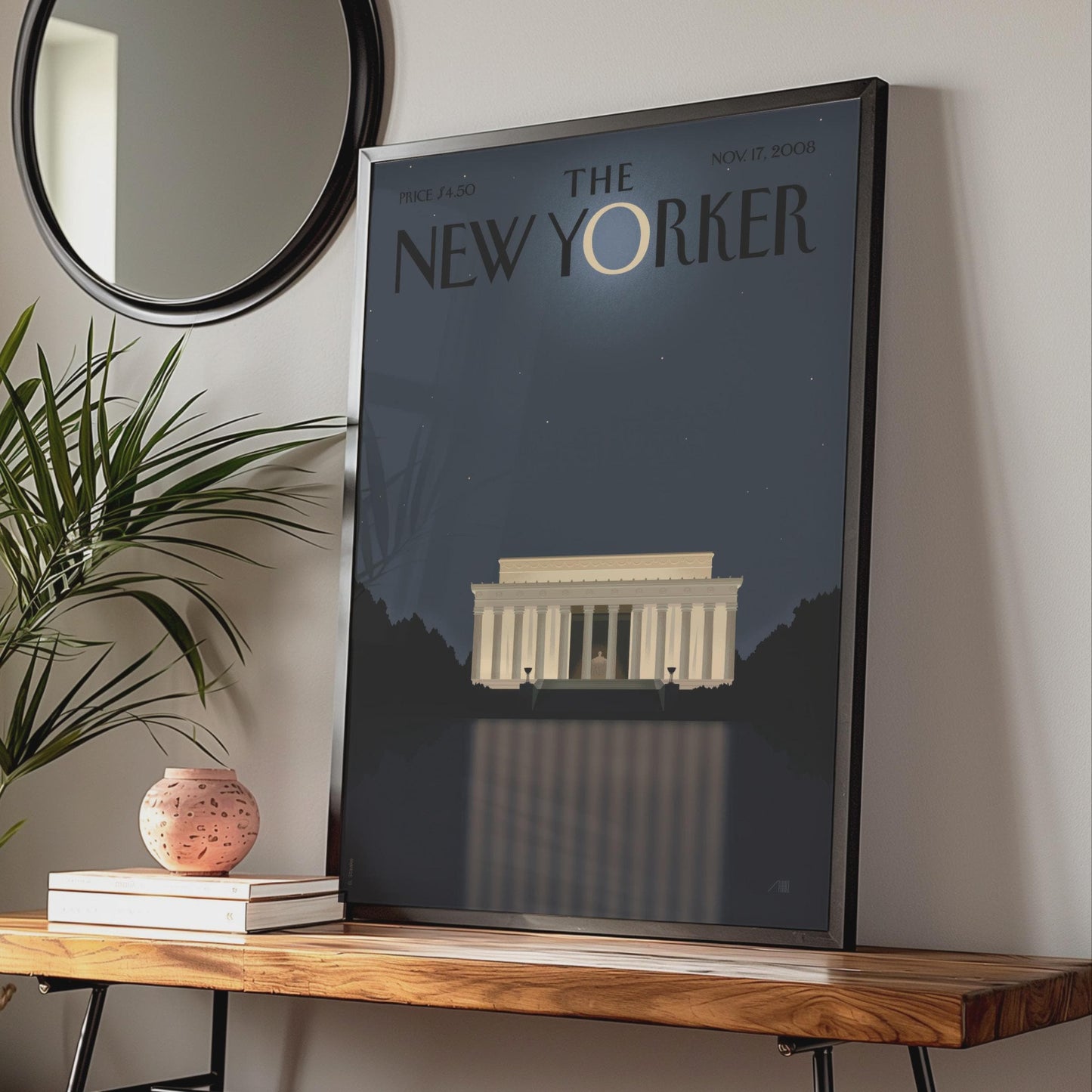 The New Yorker Poster Lincoln Memorial Washington DC, Magazine Cover Wall Art wall art print