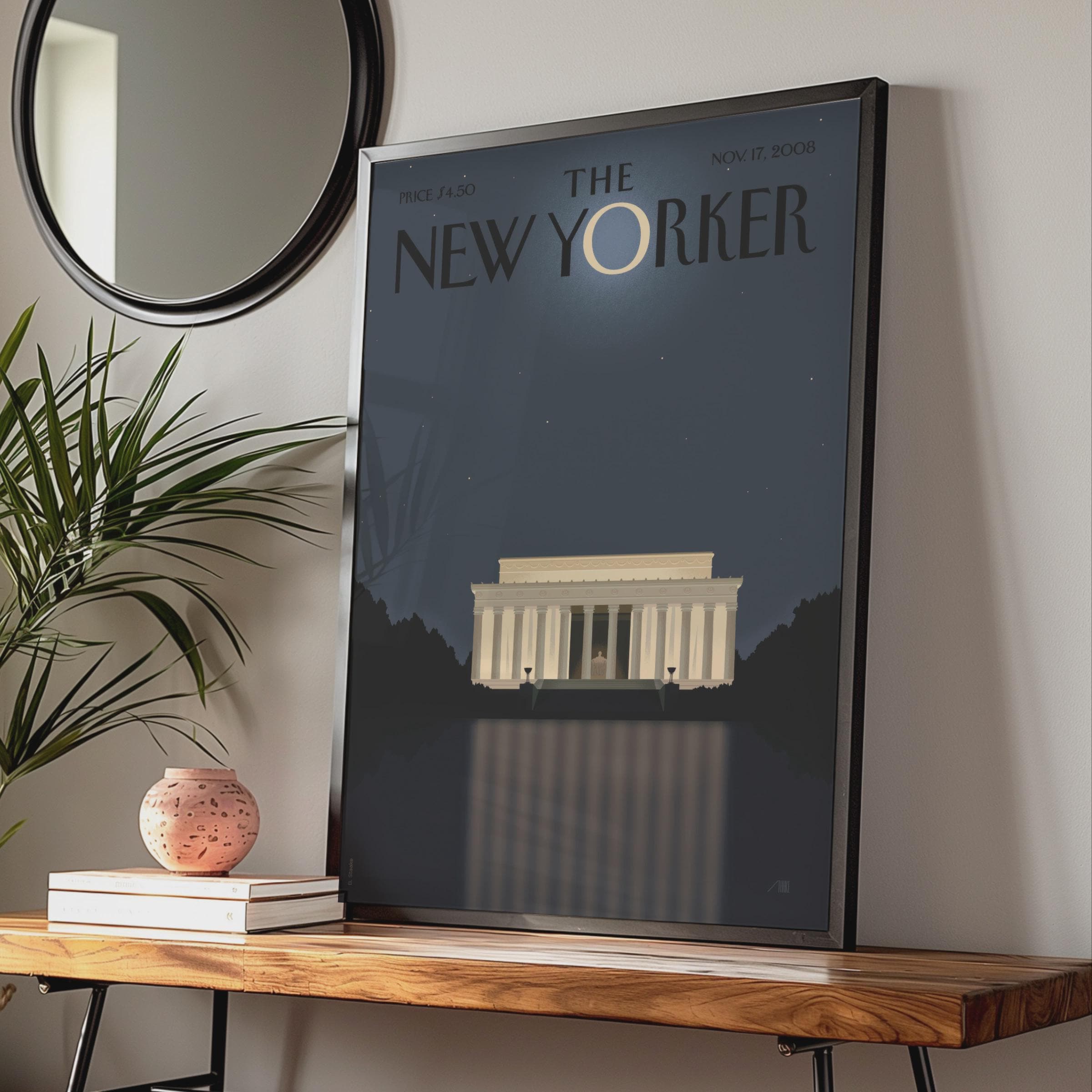 The New Yorker Poster Lincoln Memorial Washington DC, Magazine Cover Wall Art wall art print