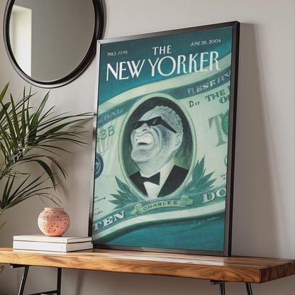 The New Yorker Cover Poster June 2004, Ray Charles Dollar Bill Art Print wall art print