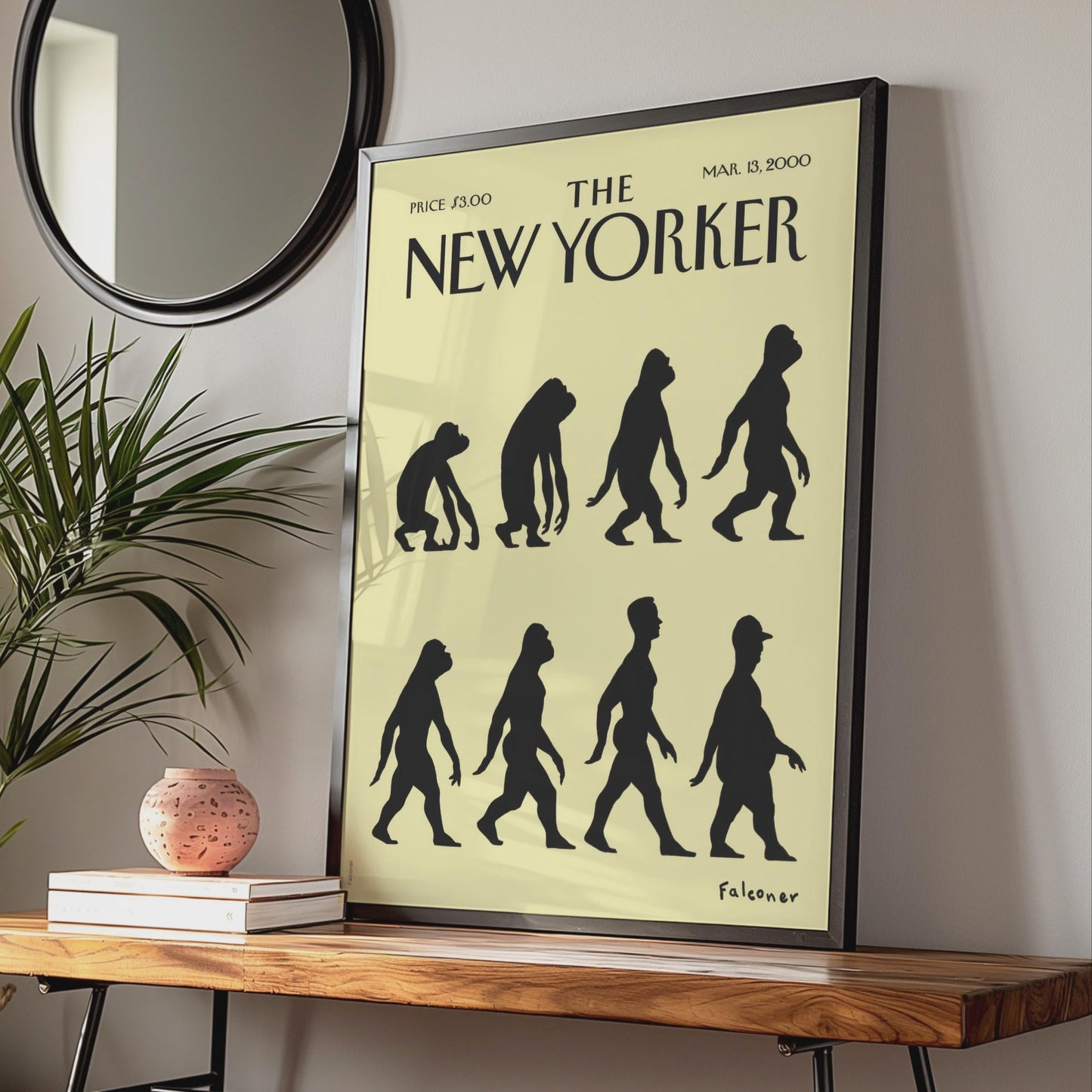 The New Yorker Evolution Poster, Falconer Cover Art, March 2000, Wall Art Print wall art print