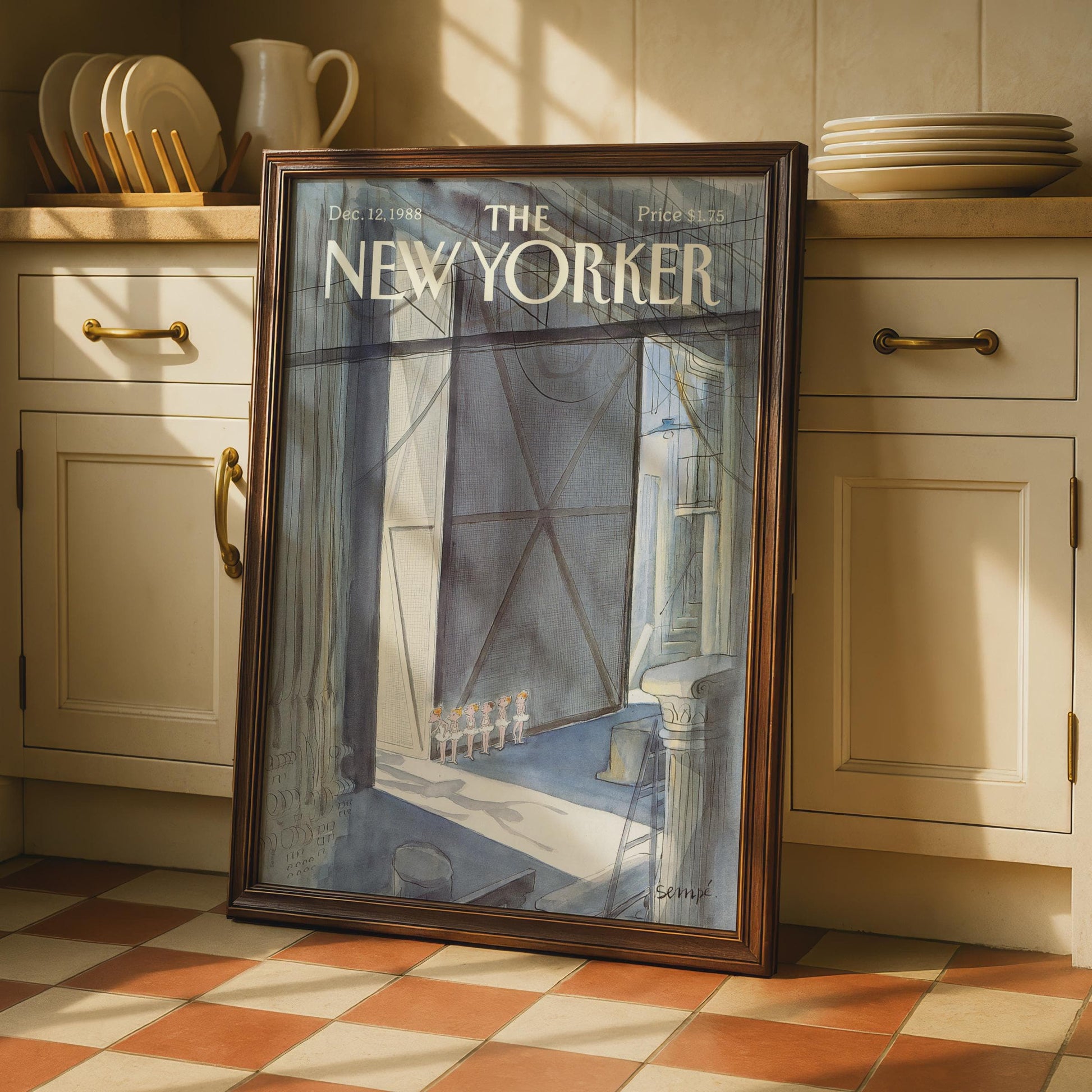New Yorker Cover Poster, Ballet Dancers Art Print, Sempe 1988, Theatre Wall Art wall art print