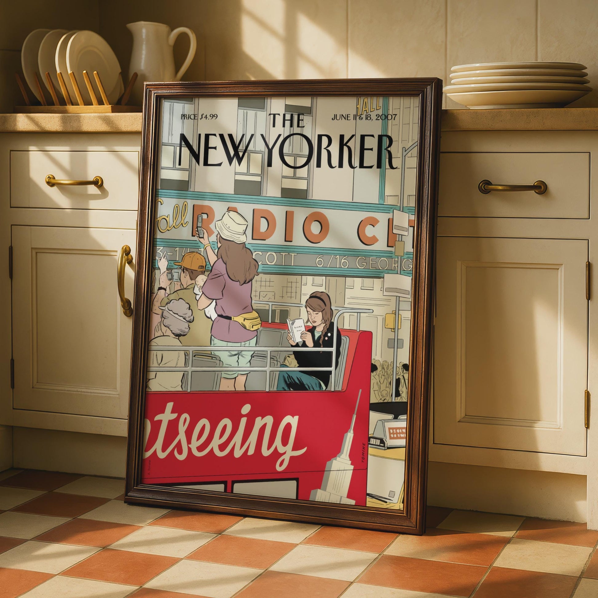 The New Yorker Poster, Radio City NYC Cover Art, Sightseeing Bus Wall Art Print wall art print