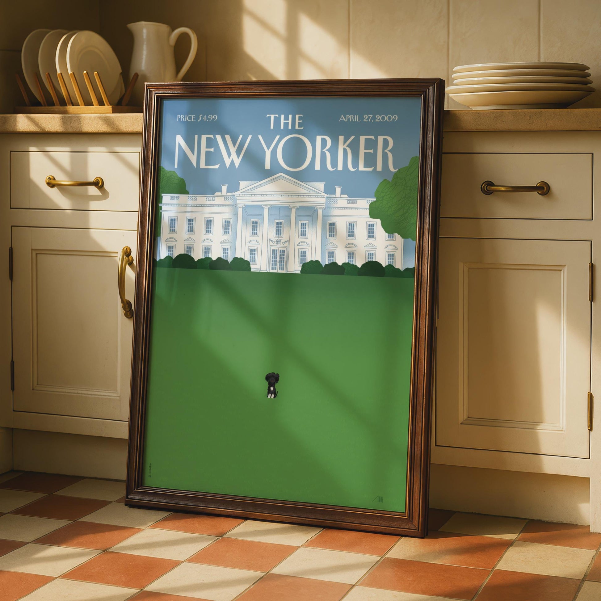 The New Yorker Cover Poster, White House Black Dog Art Print, Iconic Magazine Wall Art wall art print