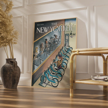 New Yorker Cover Art Print, Marcellus Hall Citi Bike Illustration, NYC Cycling Wall Art wall art print