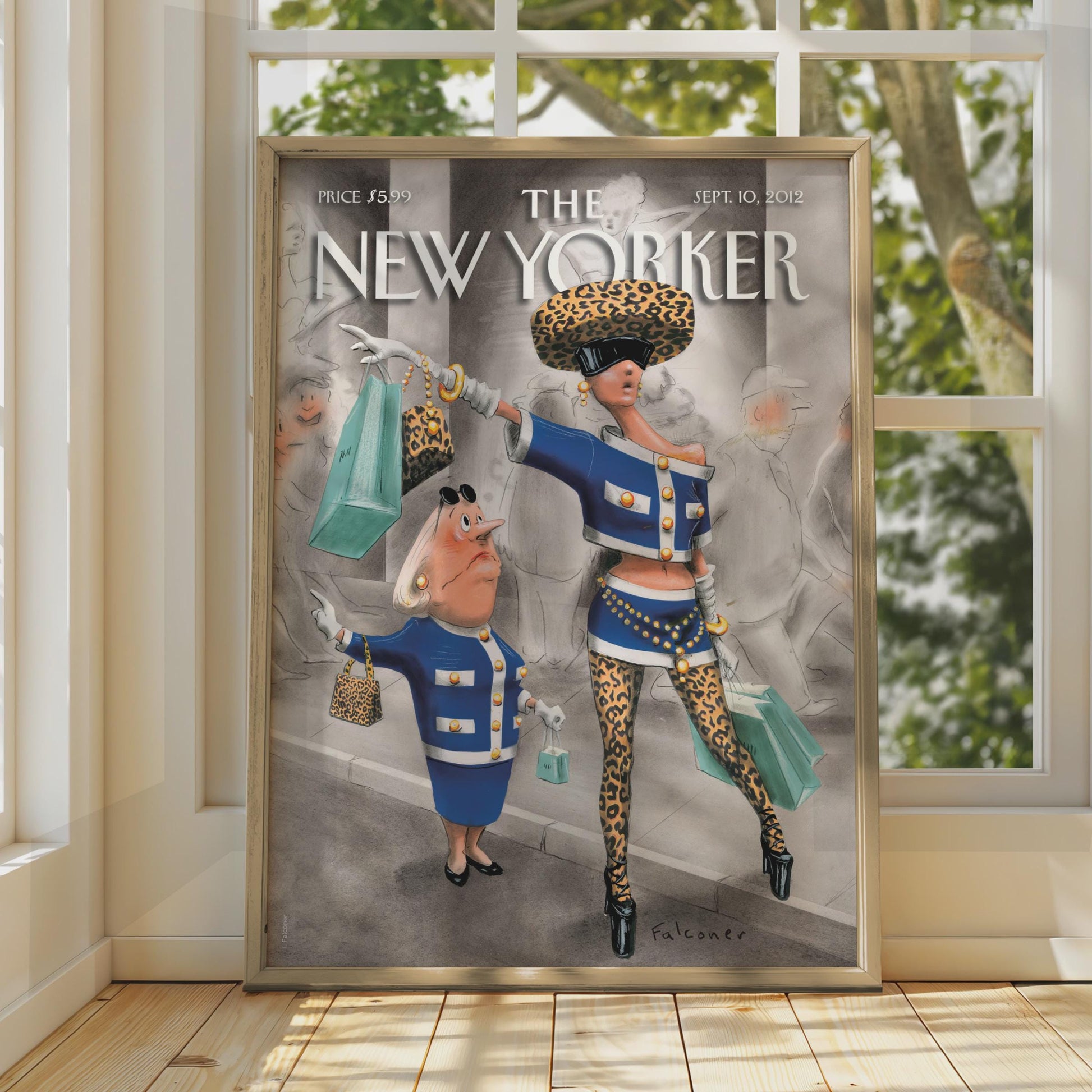 The New Yorker Cover Art Poster, Fashion Shopping Illustration, Falconer Wall Art Print wall art print